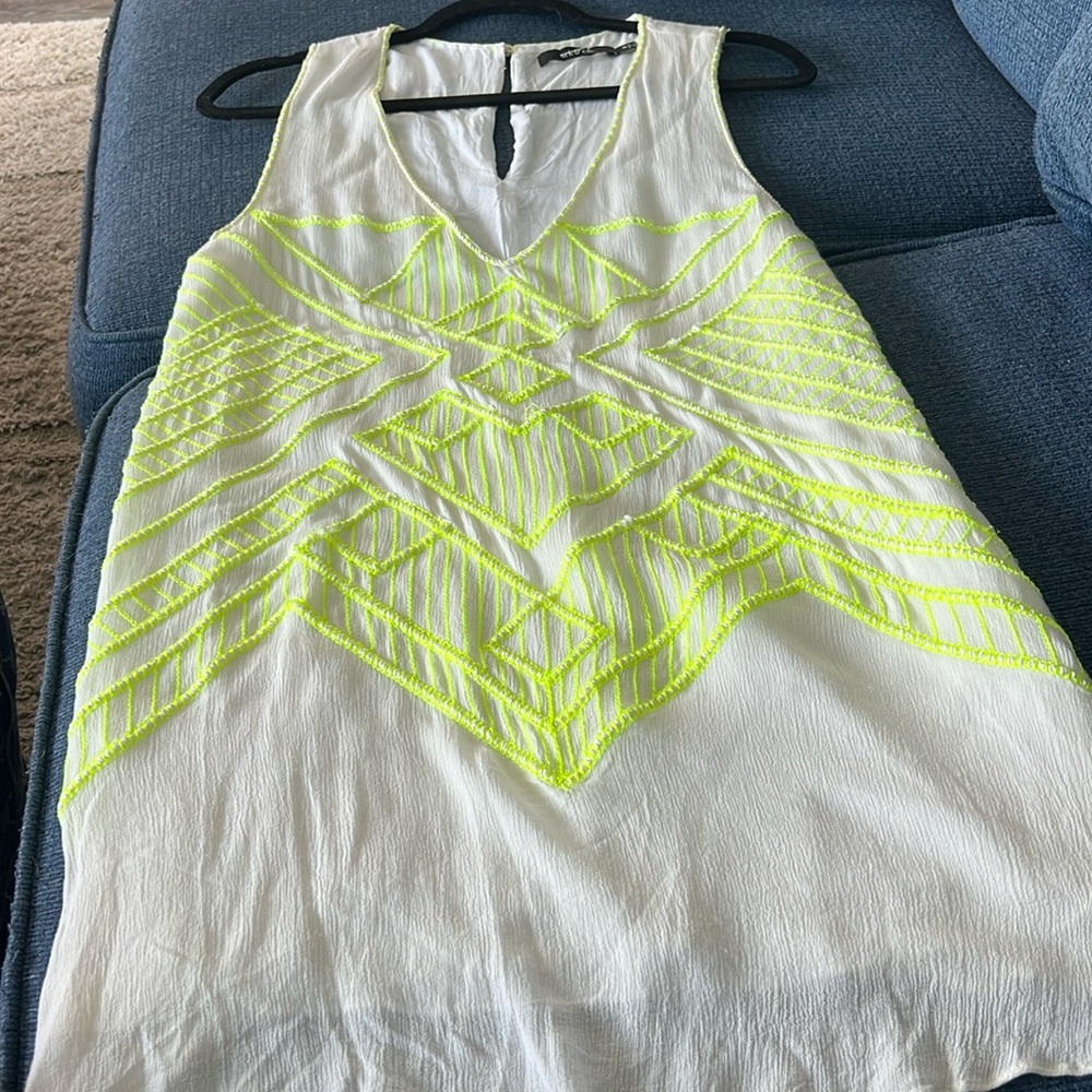 Ark&Co.med swim cover up or lightly lined cream,lime beautiful stitch mini dress